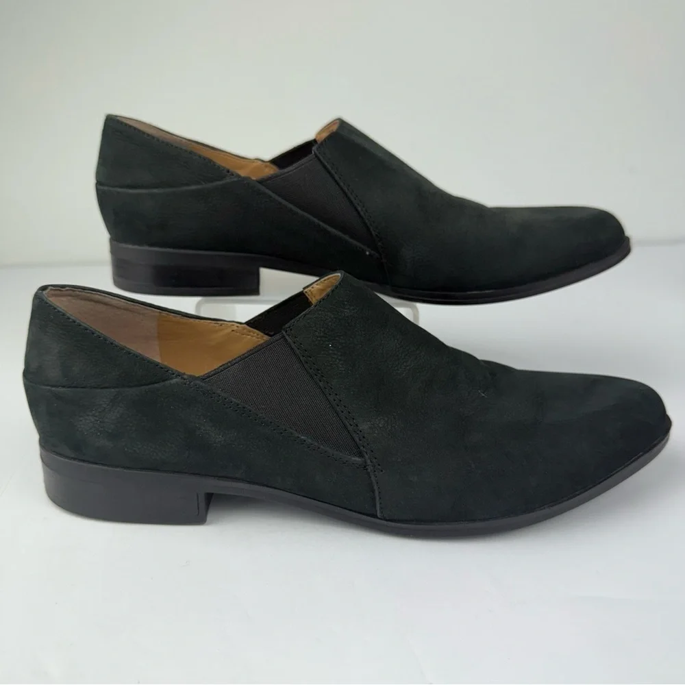Franco Sarto Womens 7 Kyla Black Suede Slip On Flat